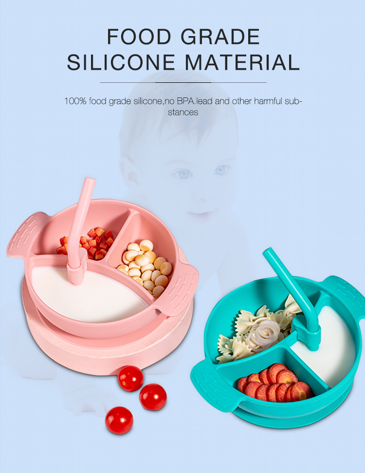 Washable Silicone Soup Drinking Straw for Baby Plate Washable Silicone Soup Drinking Straw for Baby Plate