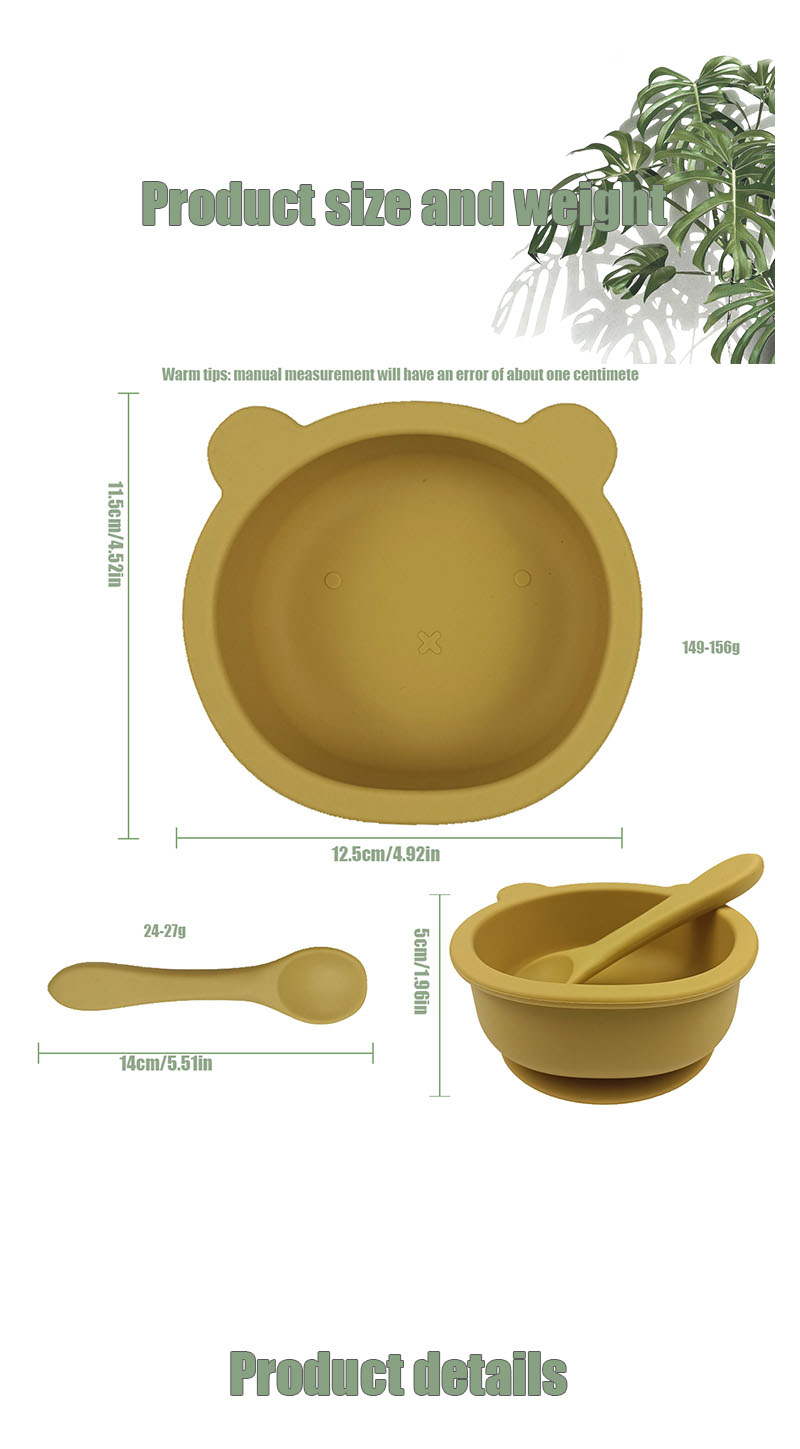 Silicone Baby Feeding Bowl Suction Bear Bowl With Spoon Set Silicone Baby Feeding Bowl Suction Bear Bowl With Spoon Set