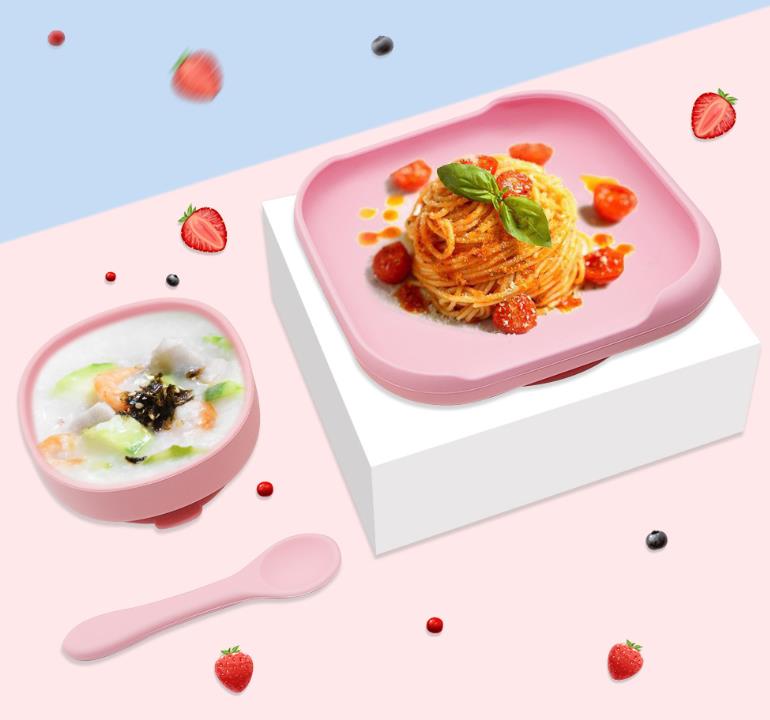 100% Food-Grade Silicone Suction Bowl with Spoon