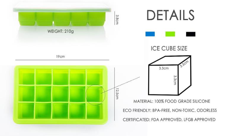 Removable Lid Easy-Release Flexible Ice Cube Molds Removable Lid Easy-Release Flexible Ice Cube Molds