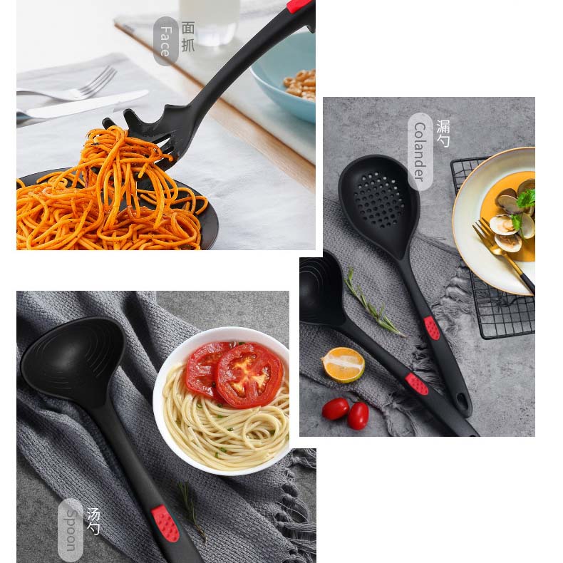 LFGB Kitchen Utensils Set Tools 7pcs includes Pasta Fork Turner Rice Scoop Skimmer Spoon Slotted Turner Soup Ladle Shovel LFGB Kitchen Utensils Set Tools 7pcs includes Pasta Fork Turner Rice Scoop Skimmer Spoon Slotted Turner Soup Ladle Shovel