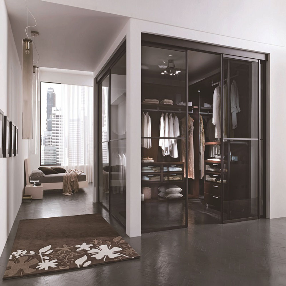 temple glass aluminum black frame sliding door wardrobe