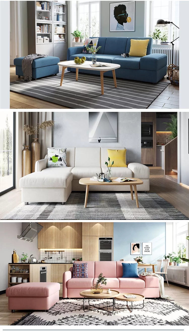 Simple modern living room three seats storage sofa bed combination small apartment furniture