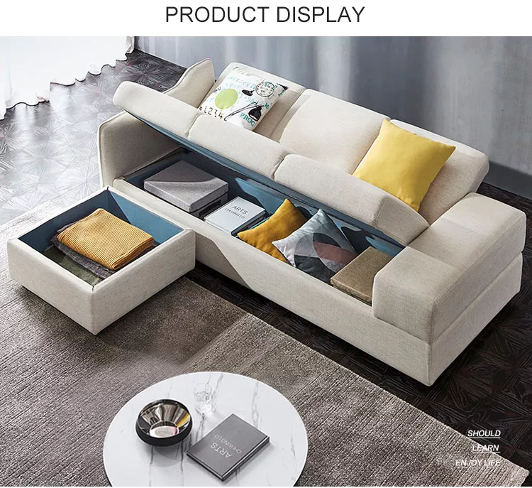 Simple modern living room three seats storage sofa bed combination small apartment furniture