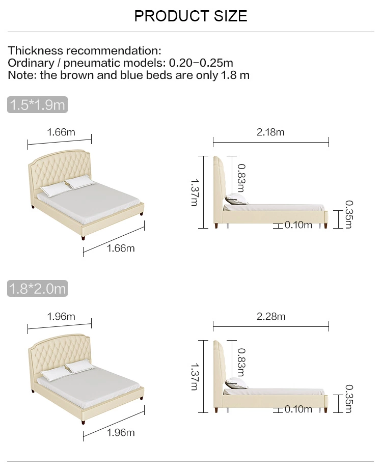 European Style King Size Bed Bedroom Design Furniture Wooden Fabric Beds With Storage