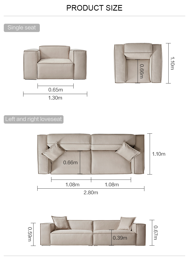 Nordic technology cloth modern single living room 4 seaters luxury fabric sofa