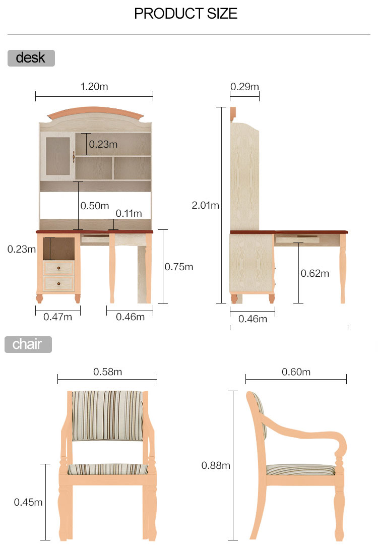 Modern Home Executive Writing Study Computer Desk With Bookshelf