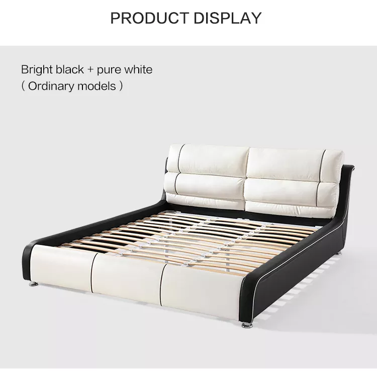 Hot Sale Factory Price Box Bed Wood Nordic Genuine Leather Luxury Modern Beds With Storage