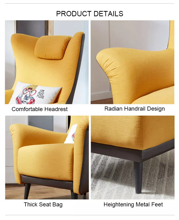 Modern Hotel Living Room Wing Armchair Fabric Sofa And Chair Sets