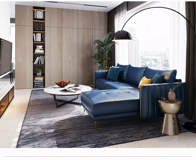 Linsy Home nordic full grain leather sofa living room luxury leather three seat sofa furniture