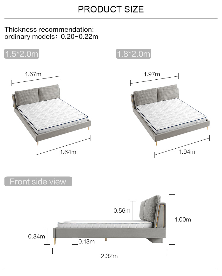 Linsy luxury upholstered leather bed hotel bedroom sets single queen king size bed room furniture modern home frame wood beds