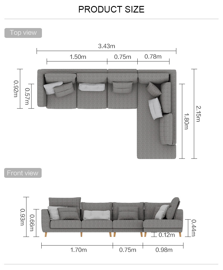 Simple modern 3 seaters living room fabric sofa combination furniture set