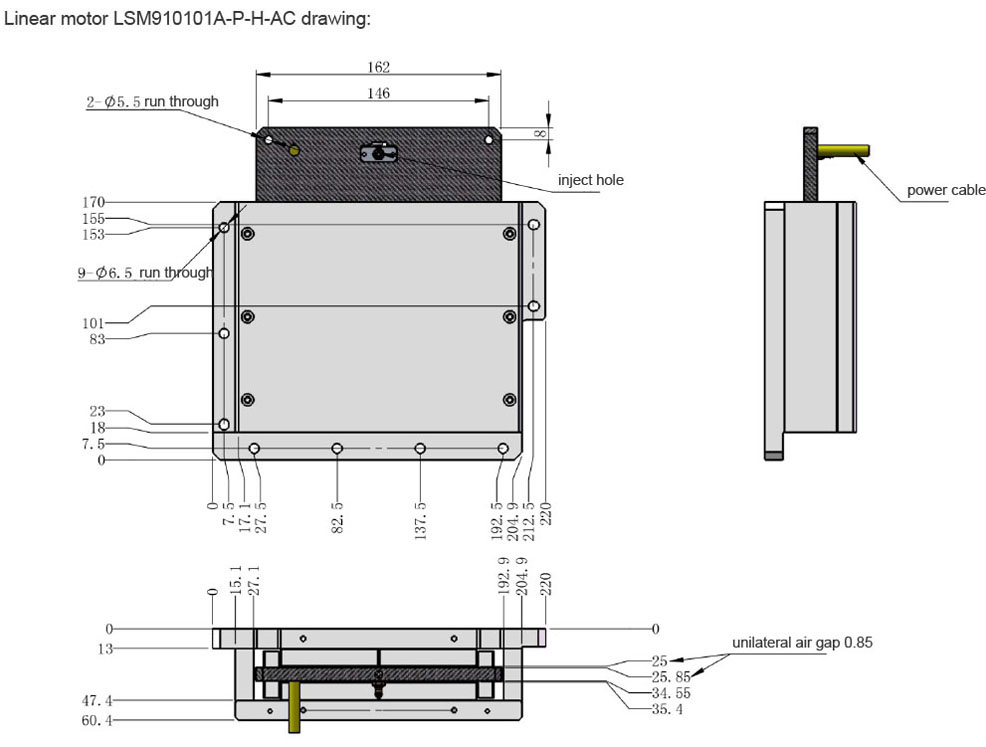 carbon fiber board linear motor