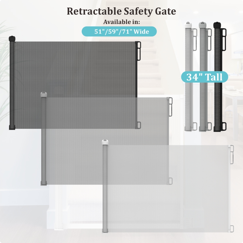 Retractable baby gate