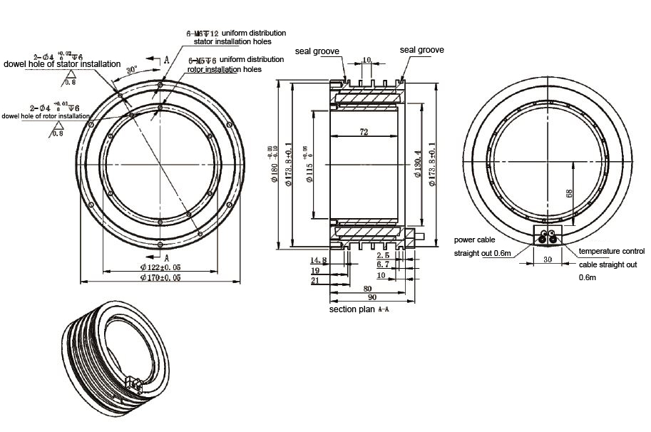 Water Cooling Frameless Torque Motor 