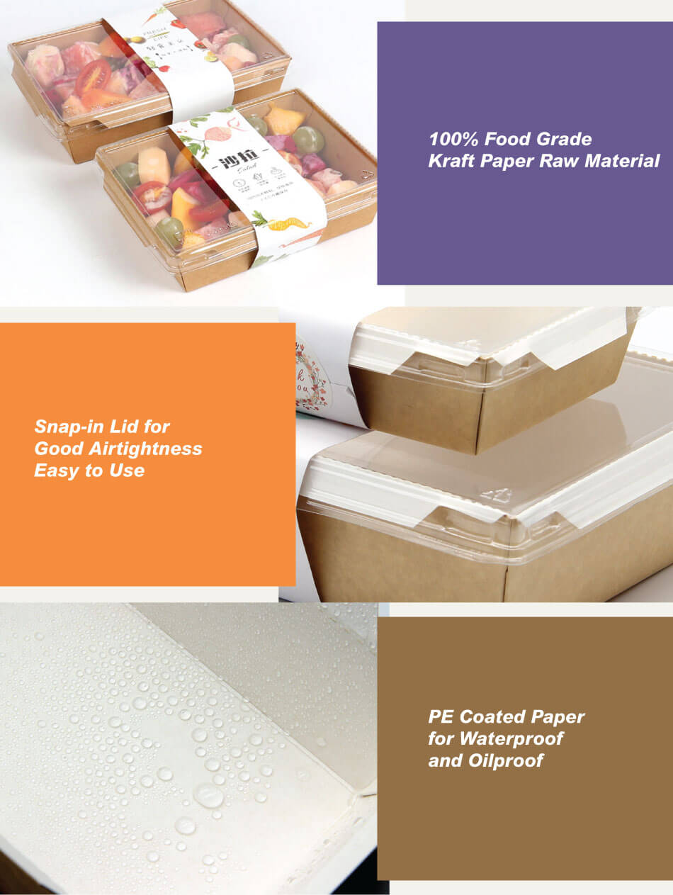 White Paper Container Box Take out Kraft White Paper Container Box