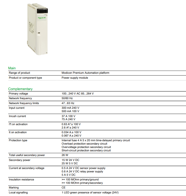 Schneider TSXPSY2600M