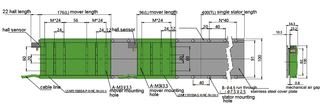 3 phase linear motor