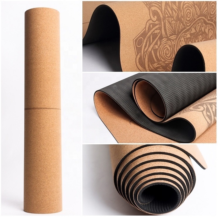 rubber fitness cork yoga mat 4mm 5mm 6mm