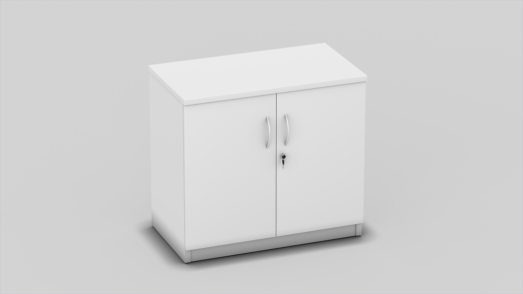 Low storage cupboard with two swing doors