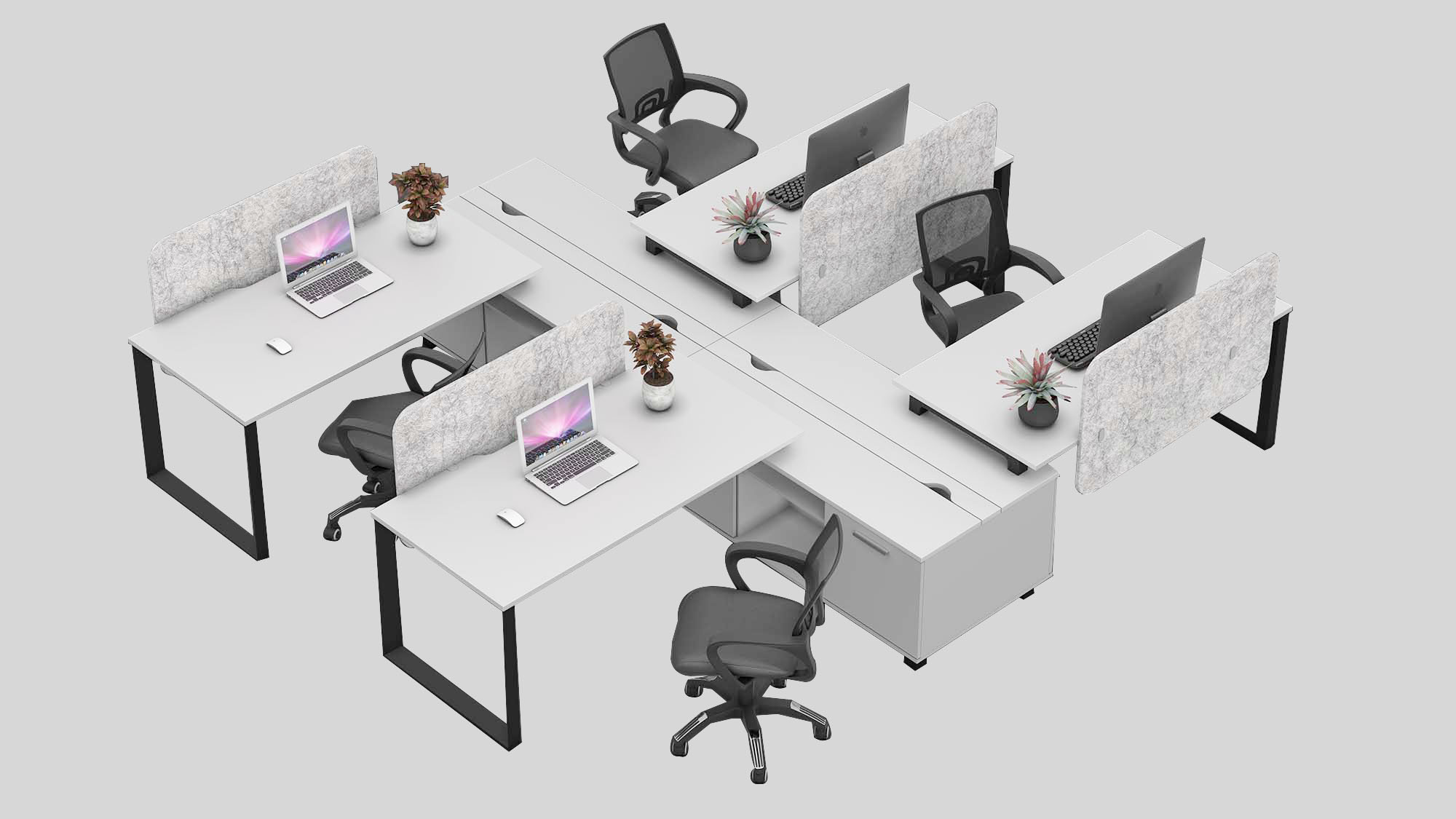 Double side cabinet C in right combined workstation