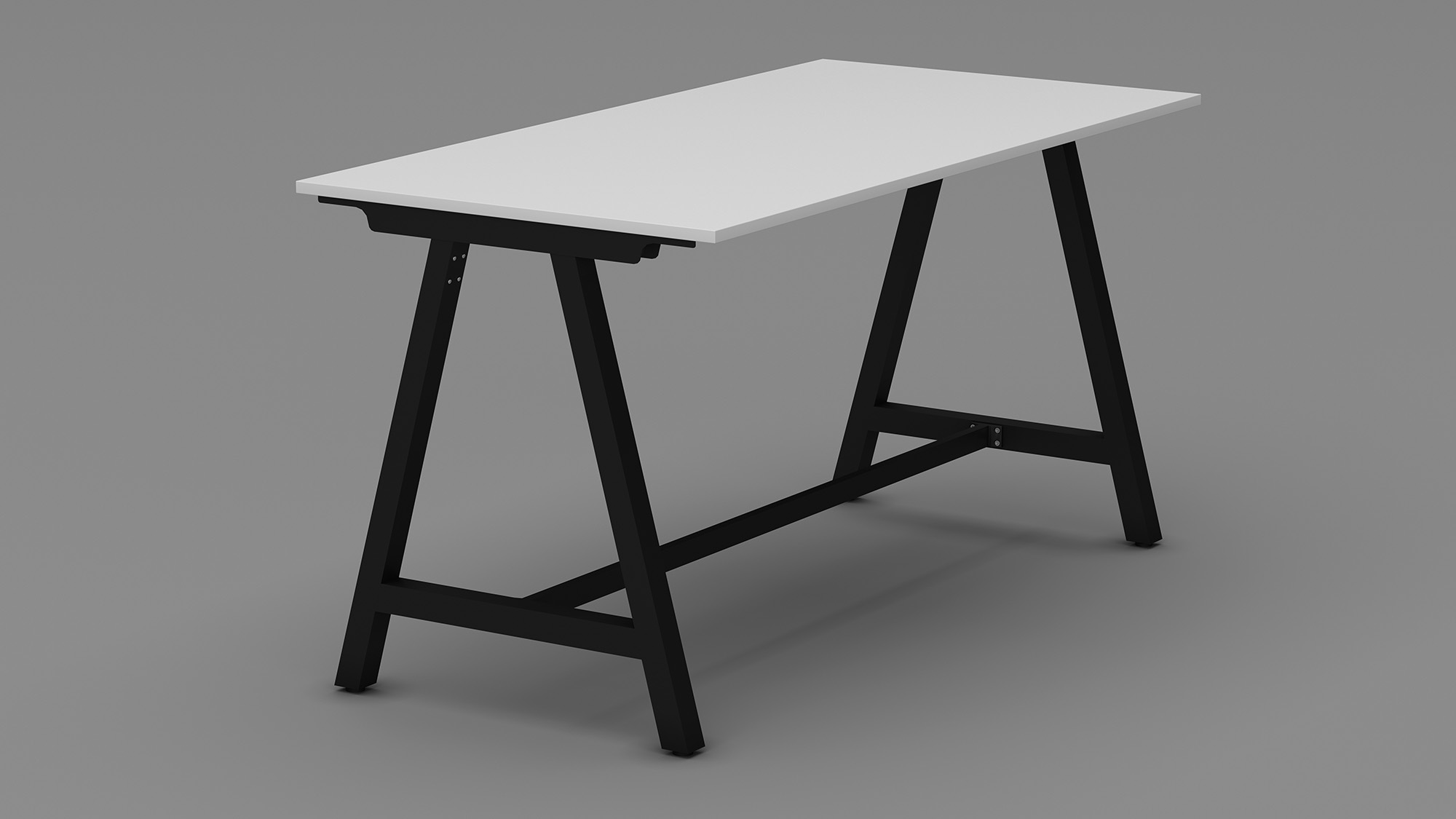 Dry Bar table in white top with back metal frame+black legs