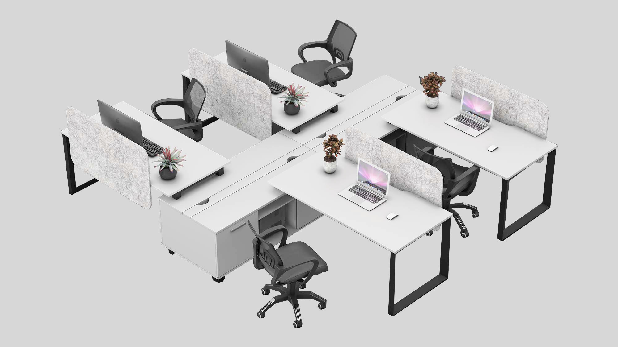 Double side cabinet C in left combined workstation