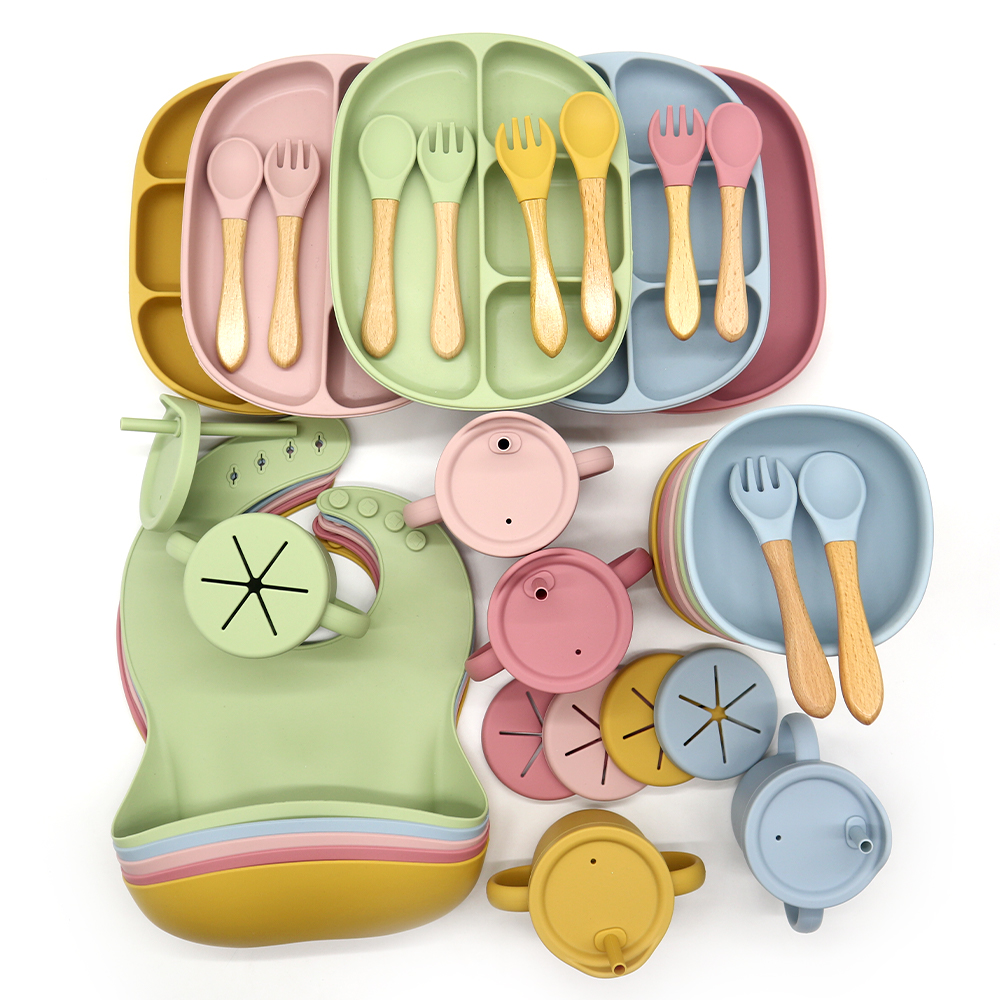 Rayshie Silicone Baby Feeding Supplies 6 in 1 Baby Dishes Baby Plates for  Bab