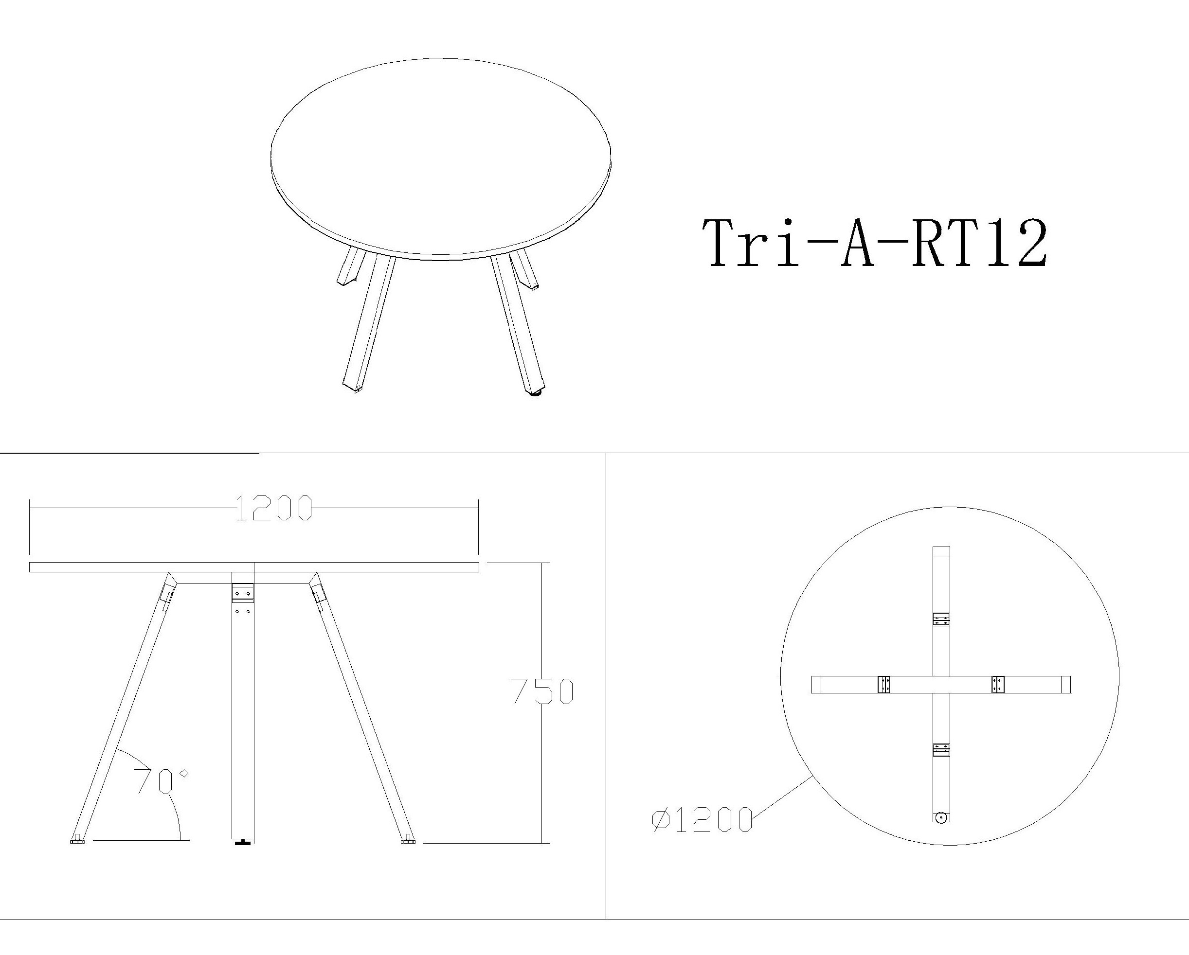1200mm Round table with metal frame