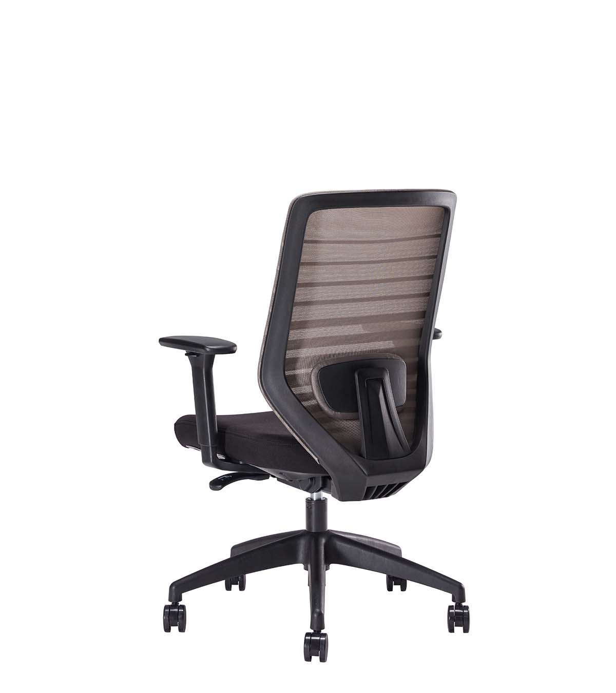Back frame task chair with mesh back and fabric seat