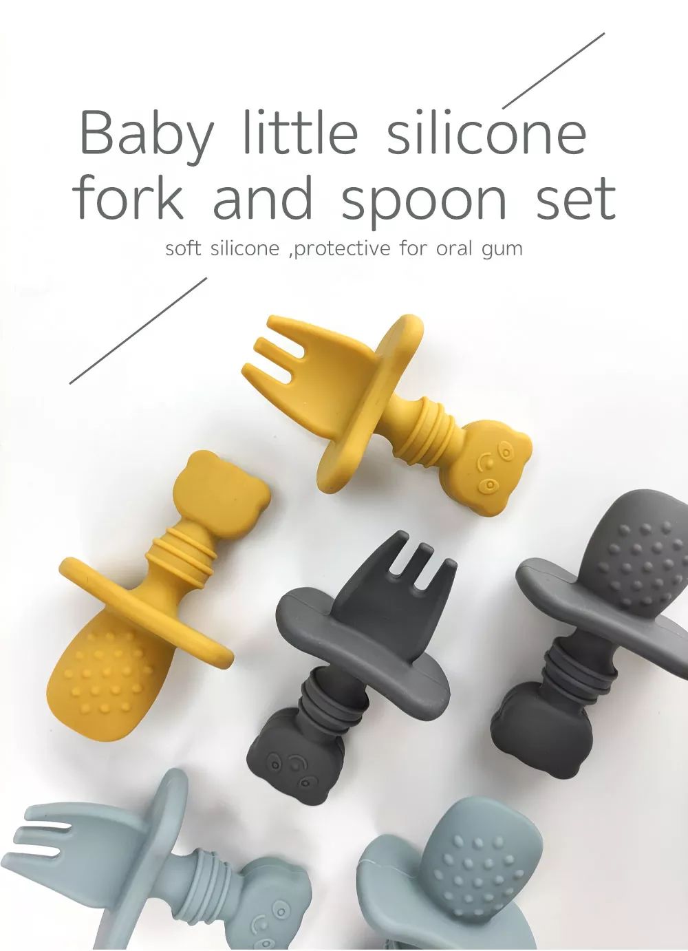 little silicone fork and spoon