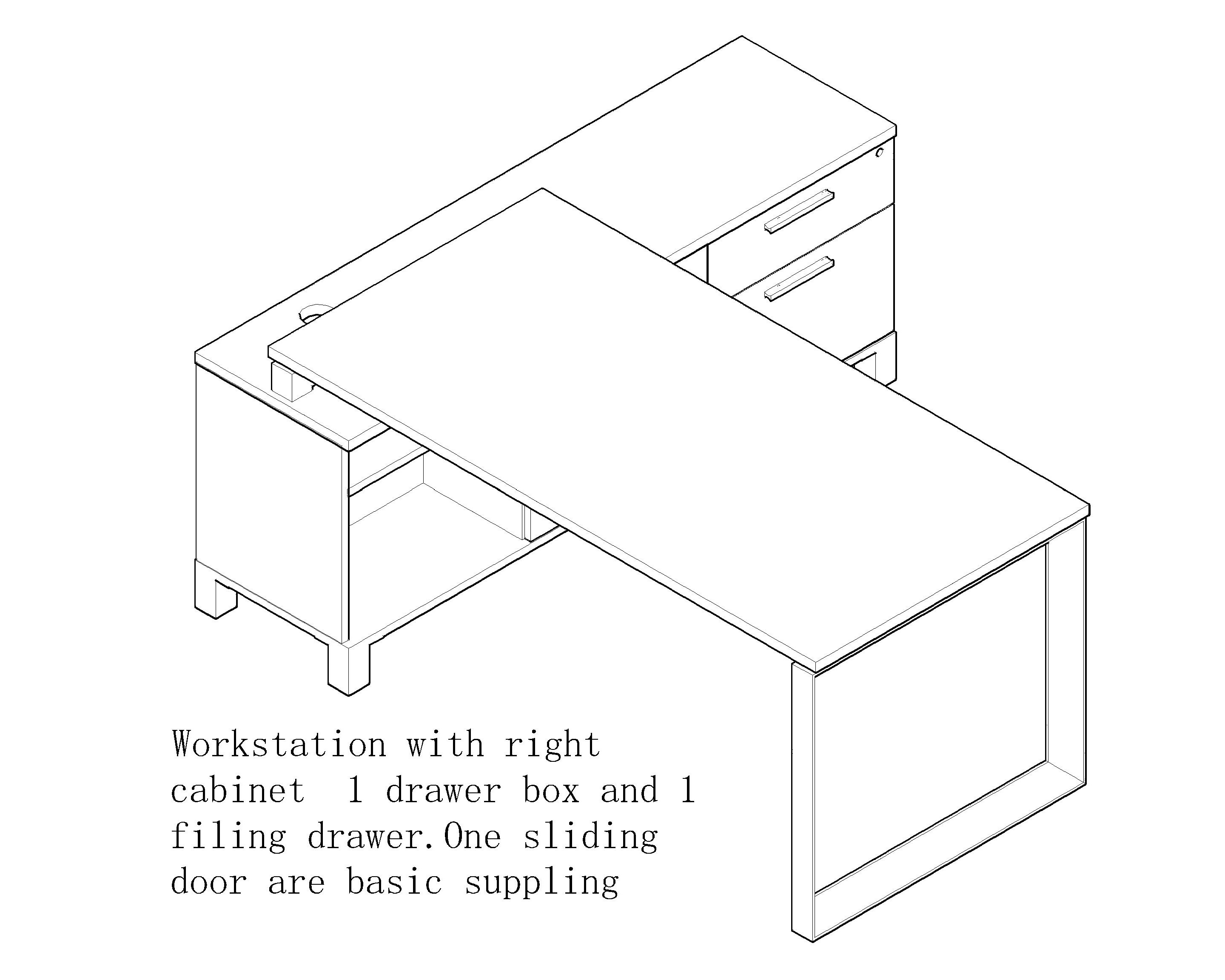Standard workstation with cabinet D in right