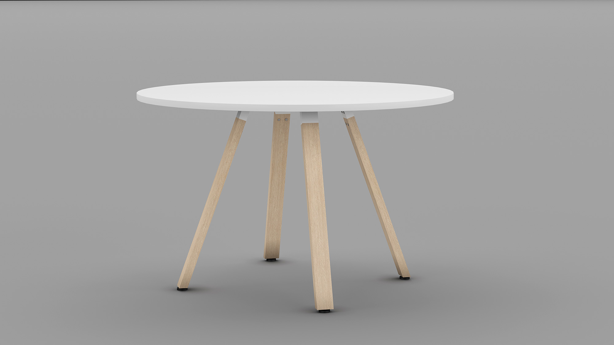 Dia1200 round table in wthie with steel frame+timber
