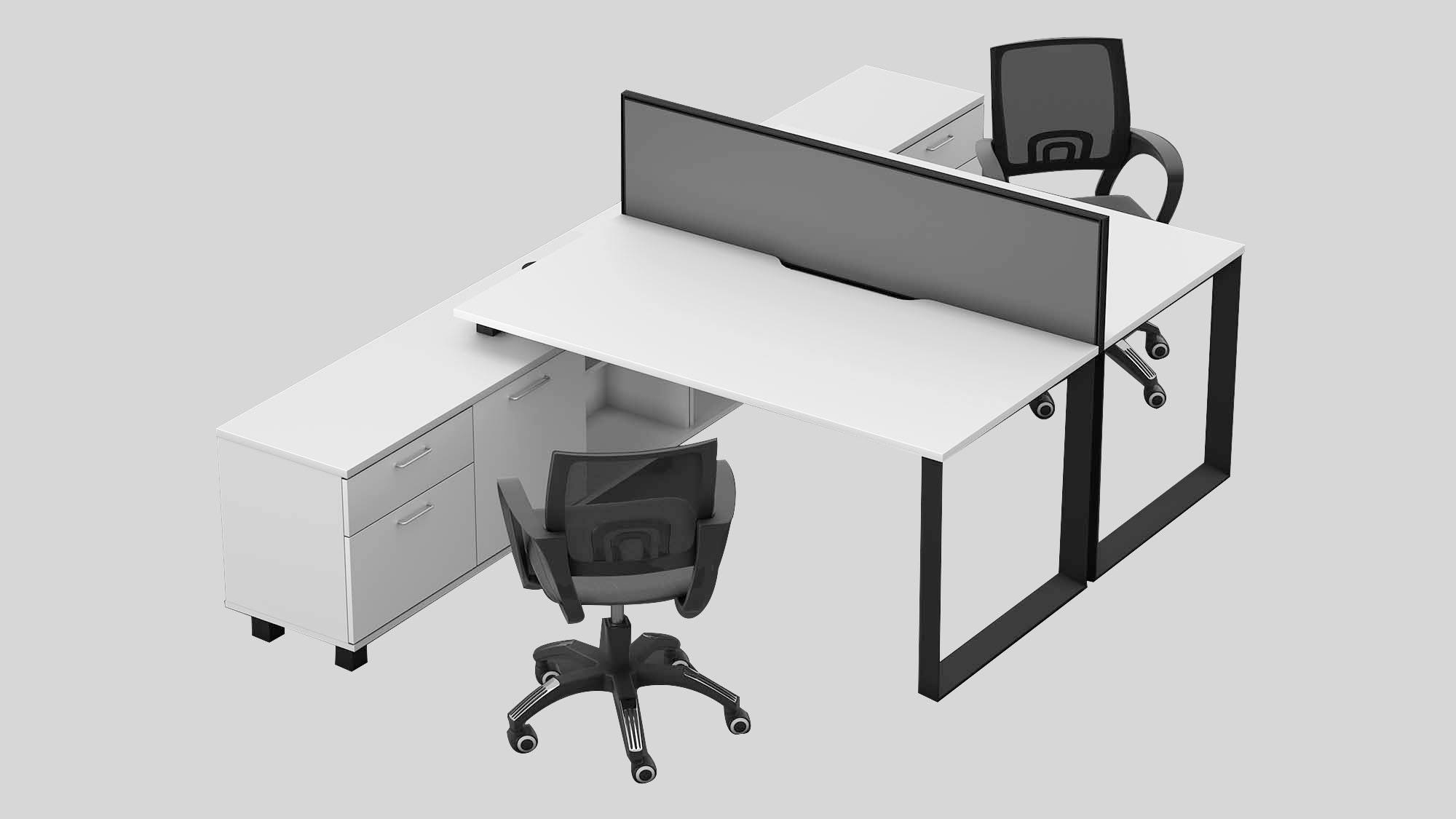 Left and right side workstations combined with "O" shape leg