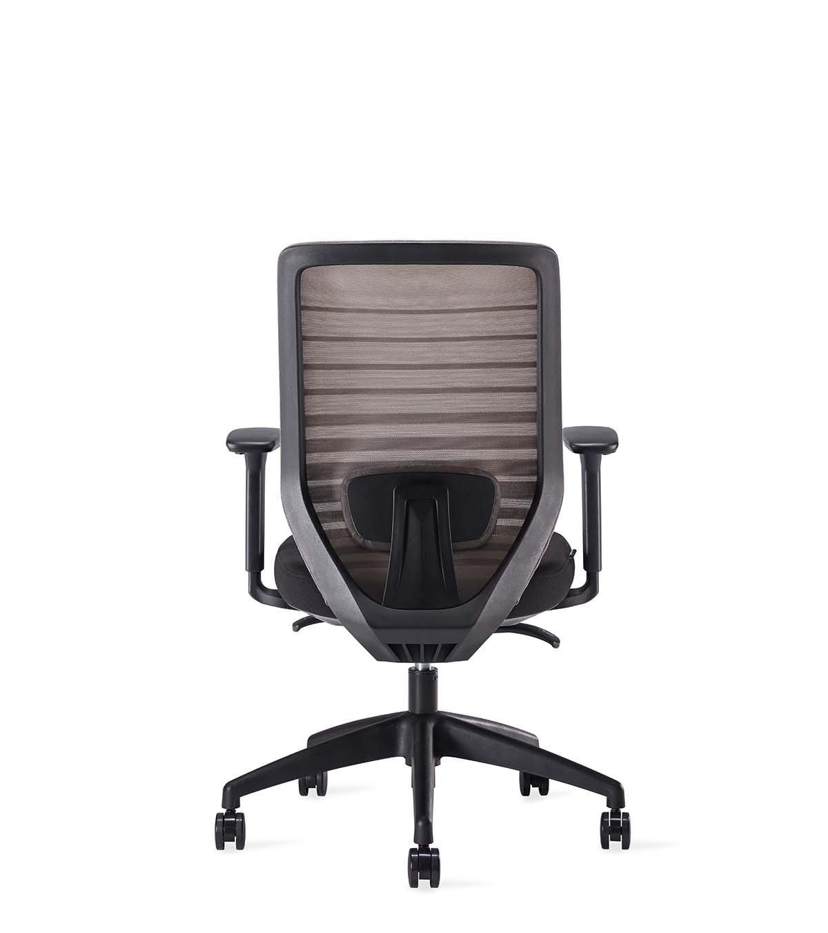 Back frame task chair with mesh back and fabric seat