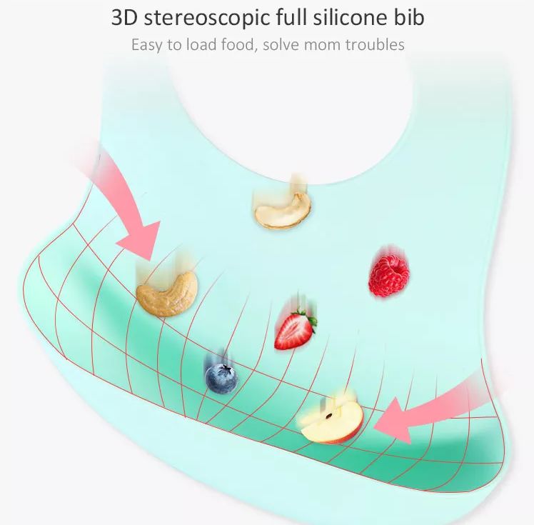 3D stereoscopic full silicone bib