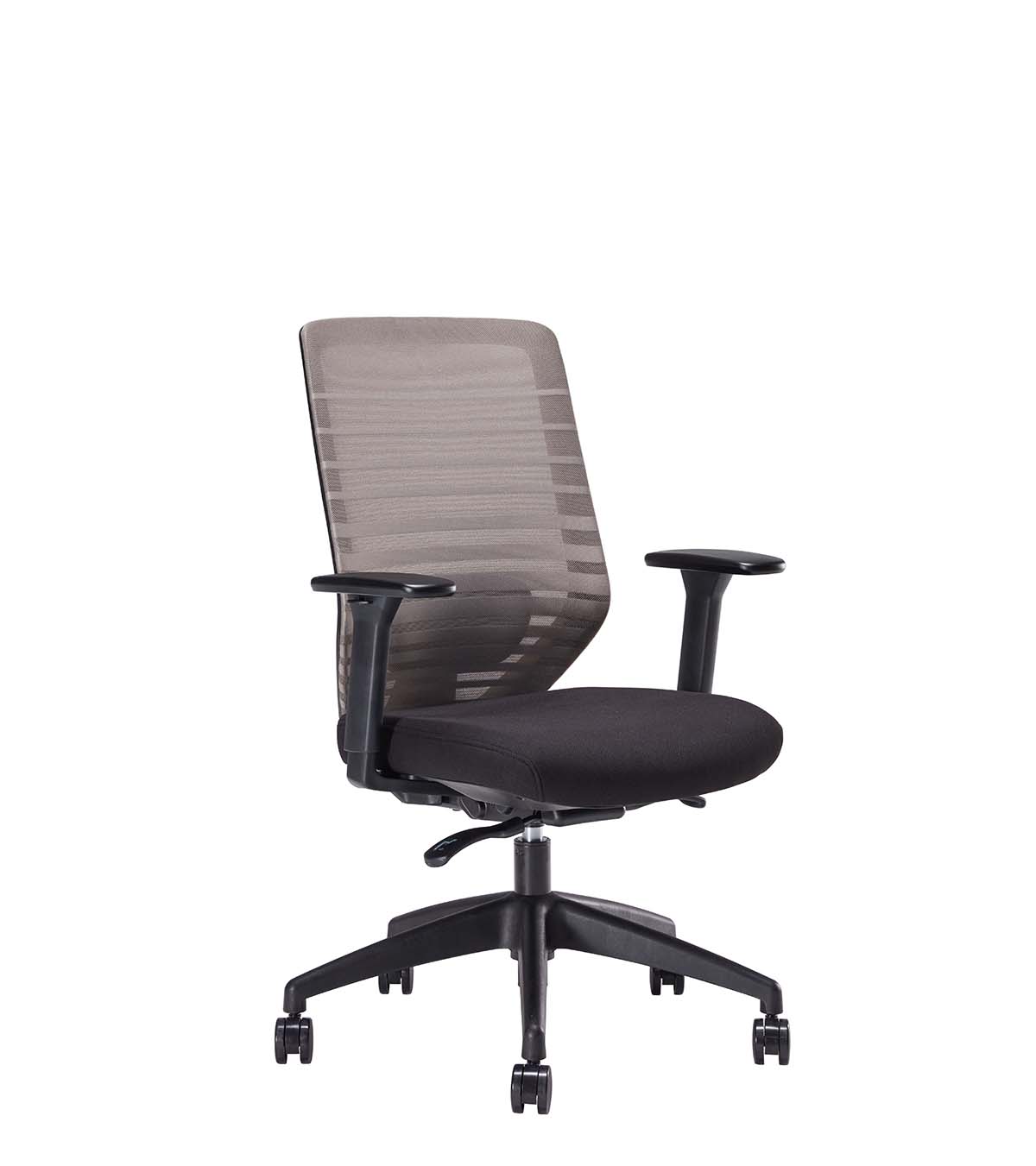Back frame task chair with mesh back and fabric seat