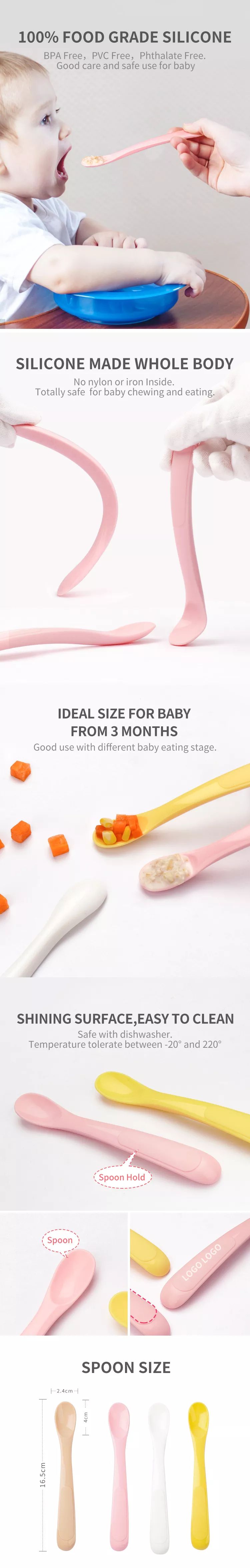 Eco-friendly Chewing Silicone Baby Training Spoon