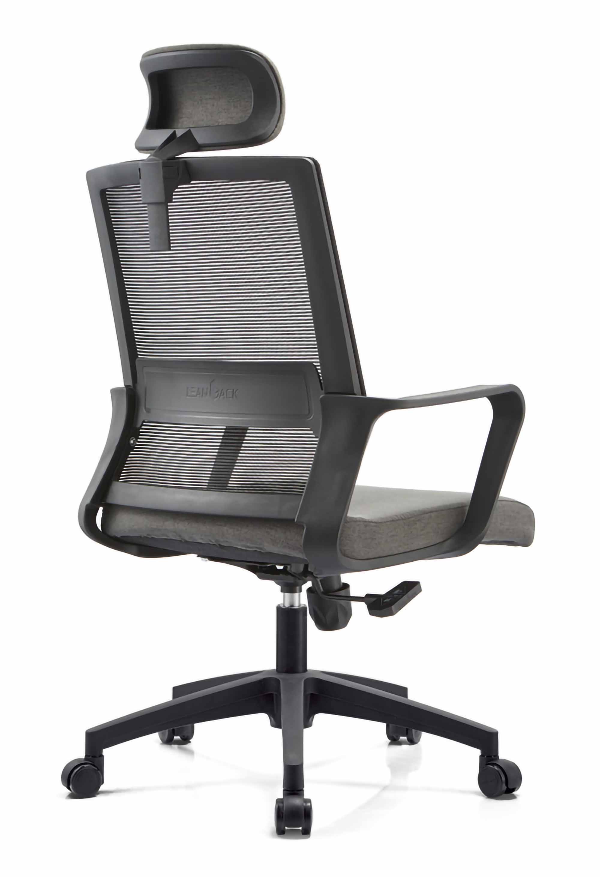 Task chair with mesh back and fabric seat+headrest