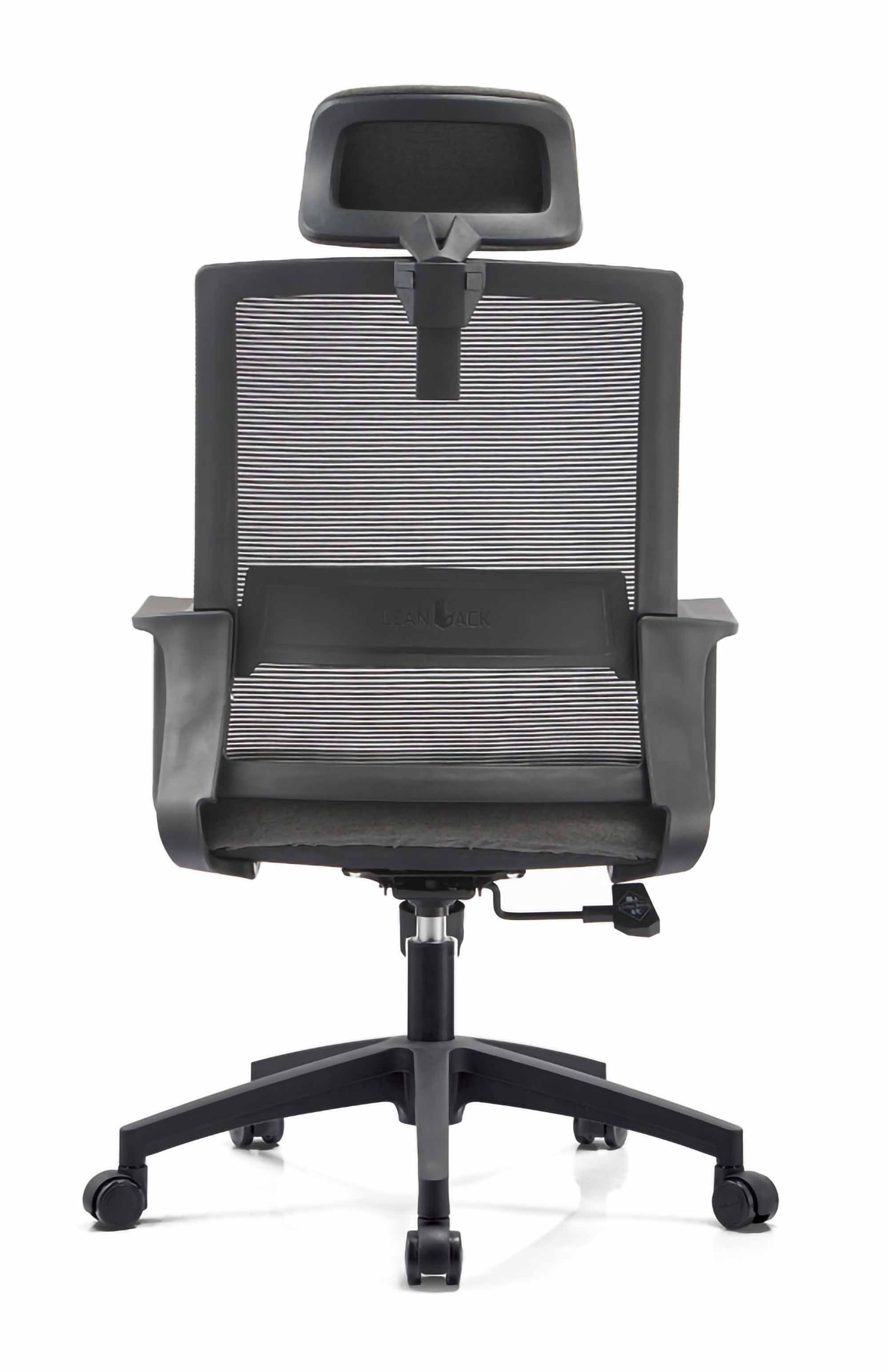 Task chair with mesh back and fabric seat from back review