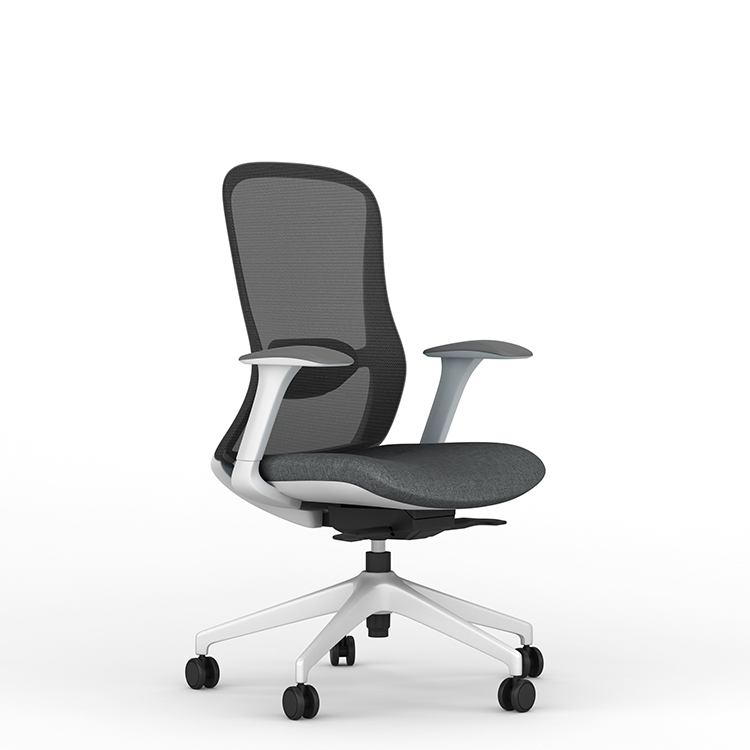 Exec chair,Exec chair, white body and dark grey mesh and fabric