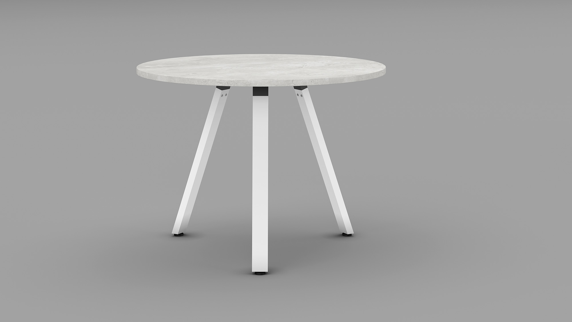 900mm round table with white top and white legs