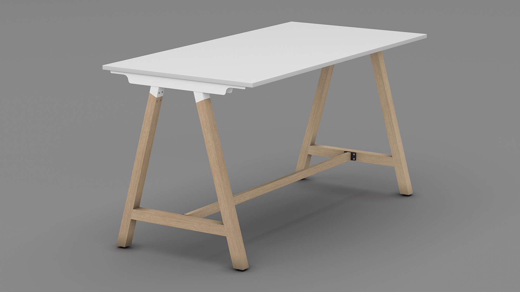 Dry bar table in white top with white metal frame+wood looking metal legs