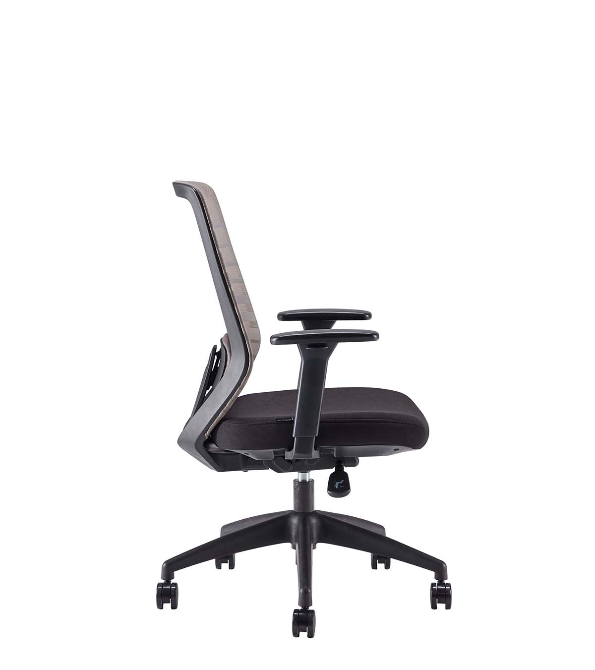 Back frame task chair with mesh back and fabric seat