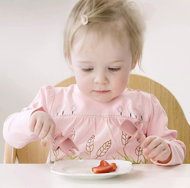 baby silicone spoon and fork