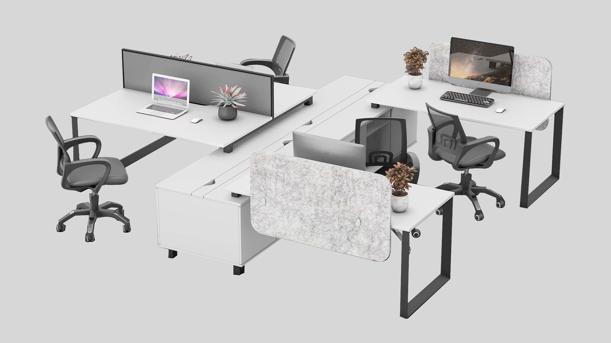 Double side cabinet C in left and right combined workstation