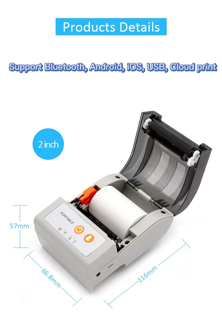 58mm mini pos printer with auto cutter portable bluetooth receipt printer compatible with IOS and Android
