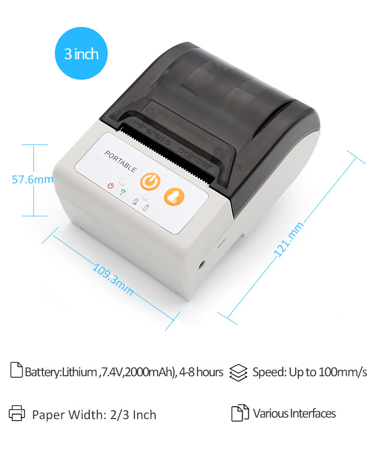 80mm Auto-cutter thermal receipt printer portable mobile printer PC301