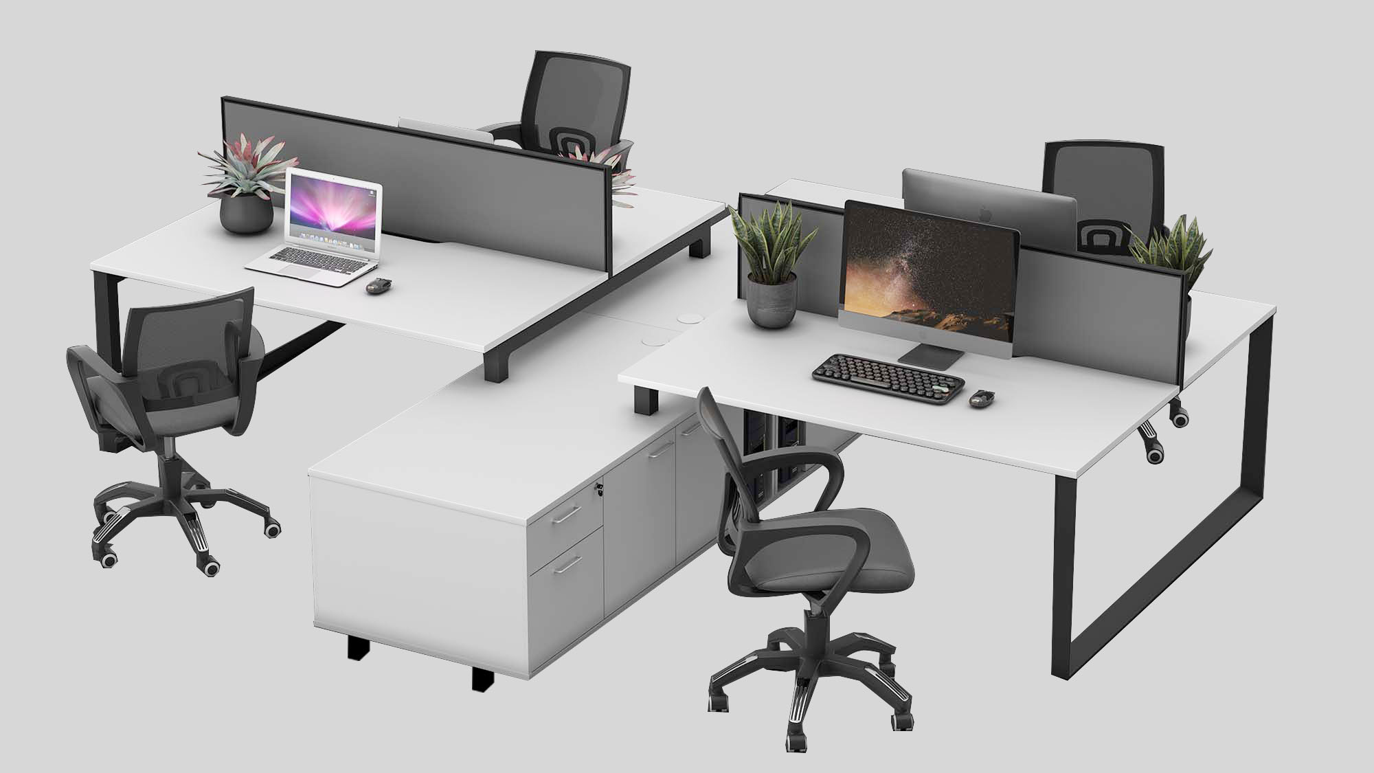 Face to face office workstation in 4 seats