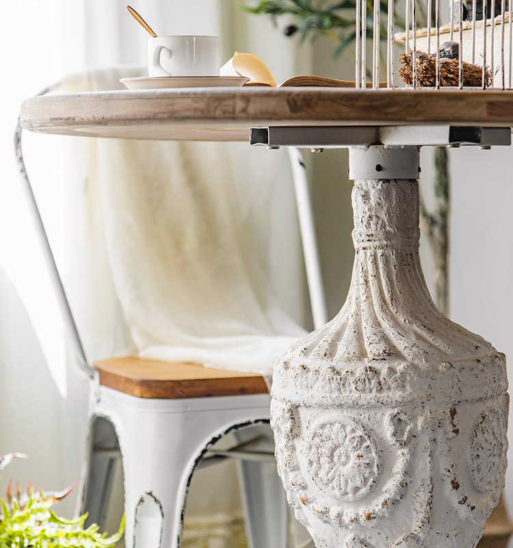 round antique white coffee table